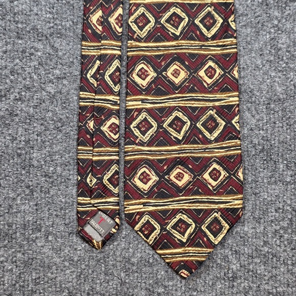 Robert Talbott Other - Robert Talbott Studio‎ 4x55 Hand Sewn Silk Power Tie Burgundy Gold Geometric USA